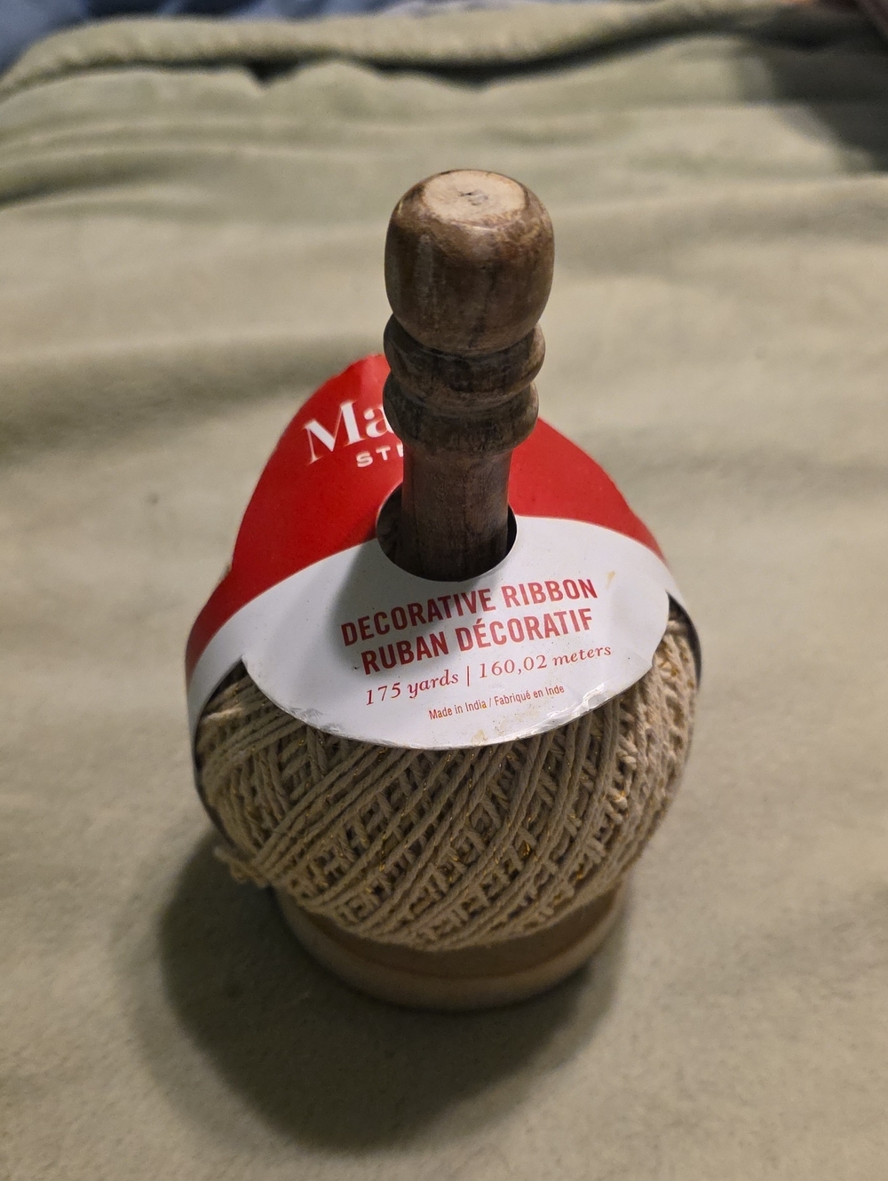 Decorative Ribbon Twine Ball in Natural Beige